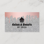 ケーキ&スイーツカップケーキホームベーカリーシルバーグリッター 名刺 (正面)