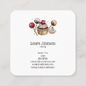 ケーキ&スイーツカップケーキホームベーカリードリッピング金ゴールド スクエア名刺 (裏面)