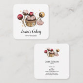 ケーキ&スイーツカップケーキホームベーカリードリッピング金ゴールド スクエア名刺 (正面/裏面)