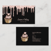 ケーキ&スイーツカップケーキホームベーカリードリッピング金ゴールド 名刺 (正面/裏面)
