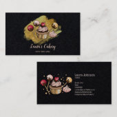 ケーキ&スイーツカップケーキホームベーカリードリッピング金ゴールド 名刺 (正面/裏面)