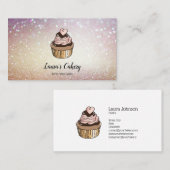 ケーキ&スイーツカップケーキホームベーカリードリッピング金ゴールド 名刺 (正面/裏面)
