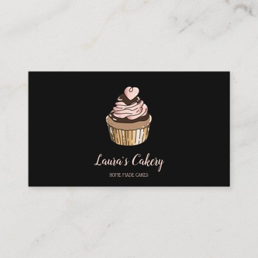 ケーキ&スイーツカップケーキホームベーカリードリッピング金ゴールド 名刺 (正面)