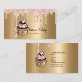 ケーキ&スイーツカップケーキホームベーカリードリッピング金ゴールド 名刺 (正面/裏面)