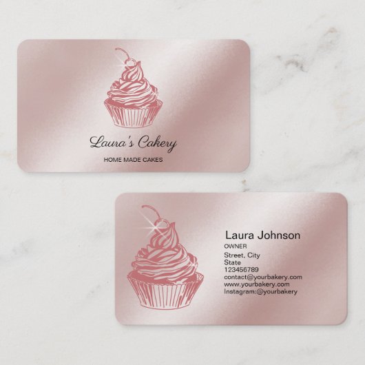 ケーキ&スイーツカップケーキホームベーカリードリッピング金ゴールド 名刺 (正面/裏面)