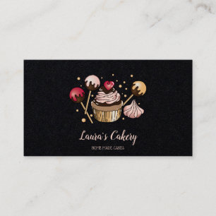 ケーキ&スイーツカップケーキホームベーカリードリッピング金ゴールド 名刺