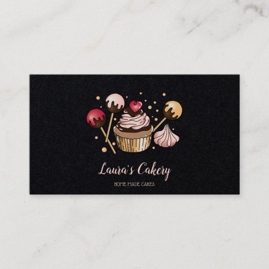 ケーキ&スイーツカップケーキホームベーカリードリッピング金ゴールド 名刺 (正面)