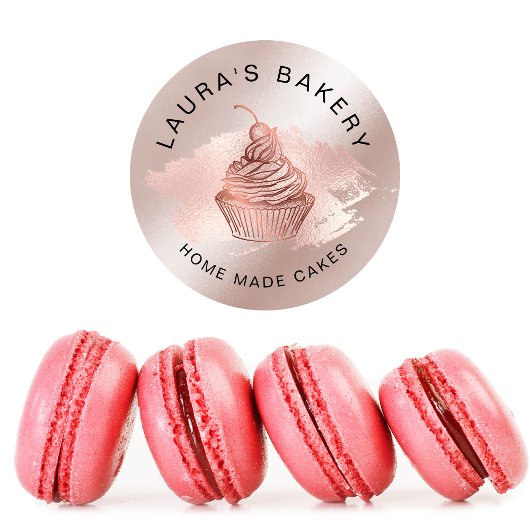 ケーキ&スイーツカップケーキホームベーカリーバラ金ゴールド ラウンドシール