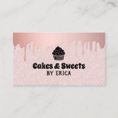 ケーキ&スイーツカップケーキホームベーカリーピンクグリッター 名刺 (正面)