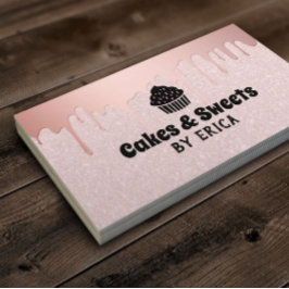 ケーキ&スイーツカップケーキホームベーカリーピンクグリッター 名刺