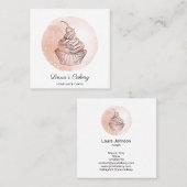 ケーキ&スイーツカップケーキホームベーカリーブラッシュピンク スクエア名刺 (正面/裏面)