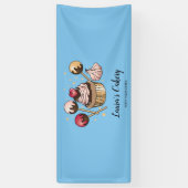 ケーキ&スイーツカップケーキホームベーカリーペストリースイーツ 横断幕 (縦)