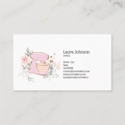 ケーキ&スイーツカップケーキホームベーカリーミキサーフラワー 名刺 (裏面)