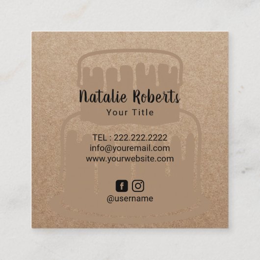 ケーキ&スイーツカップケーキホームベーカリー素朴クラフト スクエア名刺 (裏面)