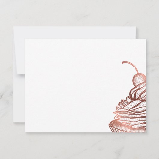 ケーキ&スイーツカップケーキホームベーカリー素朴ヴィンテージ ノートカード (裏面)