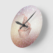 ケーキ&スイーツカップケーキホームベーカリー素朴ヴィンテージ ラウンド壁時計 (傾斜)