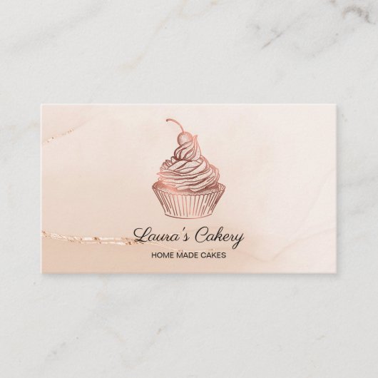 ケーキ&スイーツカップケーキホームベーカリー素朴ヴィンテージ 名刺 (正面)