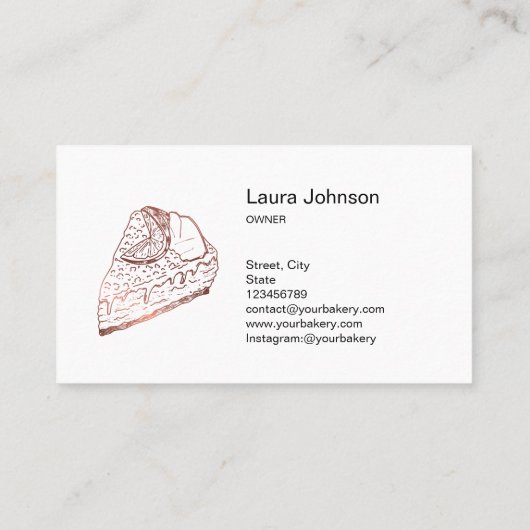 ケーキ&スイーツカップケーキホームベーカリー素朴ヴィンテージ 名刺 (裏面)