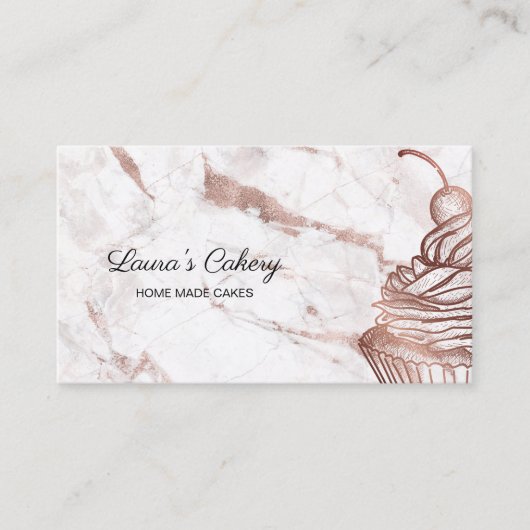 ケーキ&スイーツカップケーキホームベーカリー素朴ヴィンテージ 名刺 (正面)