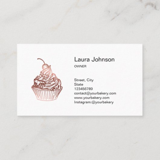 ケーキ&スイーツカップケーキホームベーカリー素朴ヴィンテージ 名刺 (裏面)