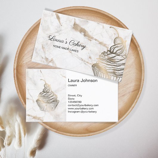 ケーキ&スイーツカップケーキホームベーカリー素朴ヴィンテージ 名刺
