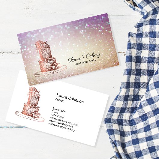ケーキ&スイーツカップケーキホームベーカリー素朴ヴィンテージ 名刺