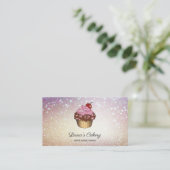 ケーキ&スイーツカップケーキホームベーカリー素朴ヴィンテージ 名刺 (スタンド正面)