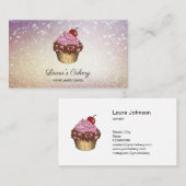 ケーキ&スイーツカップケーキホームベーカリー素朴ヴィンテージ 名刺 (正面/裏面)