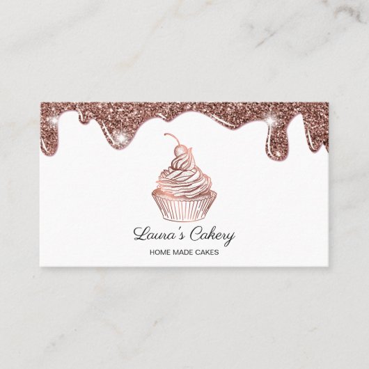 ケーキ&スイーツカップケーキホームベーカリー素朴ヴィンテージ 名刺 (正面)
