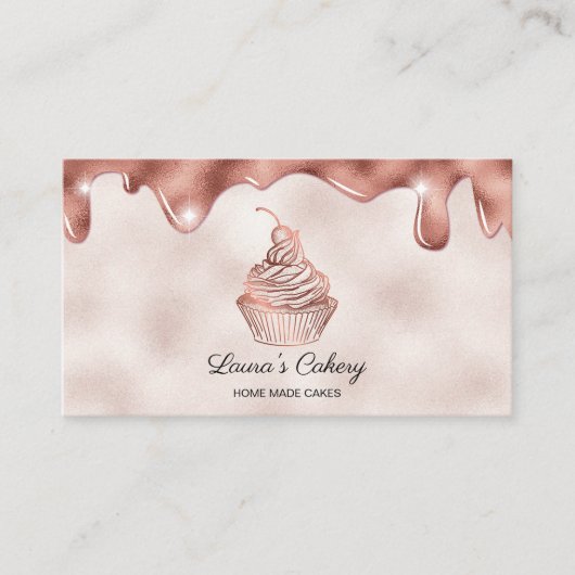 ケーキ&スイーツカップケーキホームベーカリー素朴ヴィンテージ 名刺 (正面)