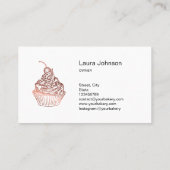 ケーキ&スイーツカップケーキホームベーカリー素朴ヴィンテージ 名刺 (裏面)