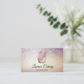 ケーキ&スイーツカップケーキホームベーカリー素朴ヴィンテージ 名刺 (スタンド正面)