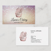 ケーキ&スイーツカップケーキホームベーカリー素朴ヴィンテージ 名刺 (正面/裏面)