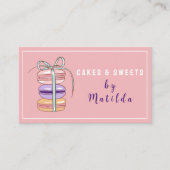 ケーキ&スイーツシェフ焼いたグッズMacaroonピンク 名刺 (正面)