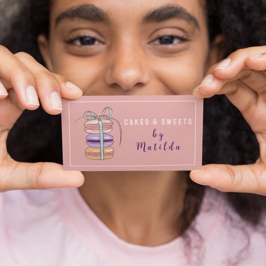 ケーキ&スイーツシェフ焼いたグッズMacaroonピンク 名刺
