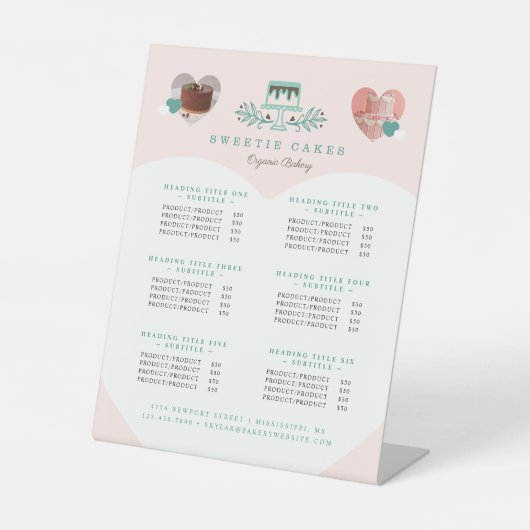 ケーキ&スイーツベーカリーショップロゴサービス価格 台座サイン (正面)