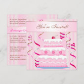 ケーキ&ストリーマーズ誕生日招待状 招待状 (正面/裏面)