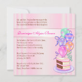 ケーキ&ストリーマーズ誕生日招待状 招待状 (裏面)