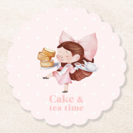 ケーキ&ティータイムスカロップ紙コースター ペーパーコースター