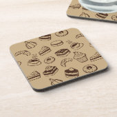 ケーキ、デザートおよびベーカリーが付いているパターン コースター (左側)