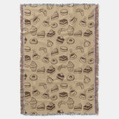 ケーキ、デザートおよびベーカリーが付いているパターン スローブランケット (正面縦)