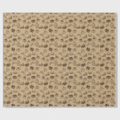 ケーキ、デザート及びベーカリー付き模様 ラッピングペーパー (フラット)