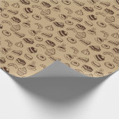 ケーキ、デザート及びベーカリー付き模様 ラッピングペーパー (角)