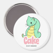 ケーキ(ネコ+スネーク)かわいい円と四角い磁石 マグネット (正面/裏面)