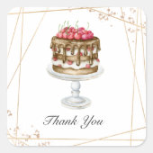 ケーキ/ベーカリーありがとうビジネスステッカー スクエアシール (正面)