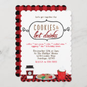 ケーキ＆ホットドリンクのホリデーパーティー招待状 招待状 (正面/裏面)