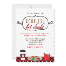 ケーキ＆ホットドリンクのホリデーパーティー招待状