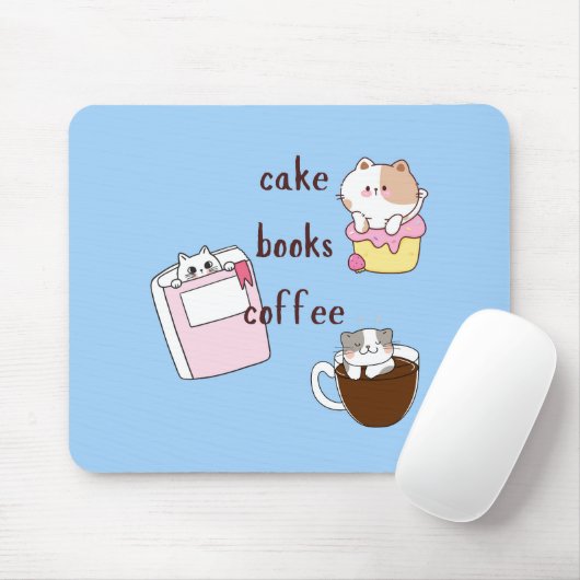 ケーキ 本 コーヒー マウスパッド (マウス)