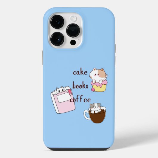 ケーキ 本 コーヒー iPhoneケース (裏面)