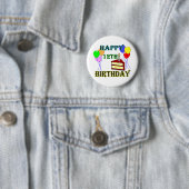 ケーキ、気球および蝋燭との幸せな第12誕生日 缶バッジ (インサイチュ)